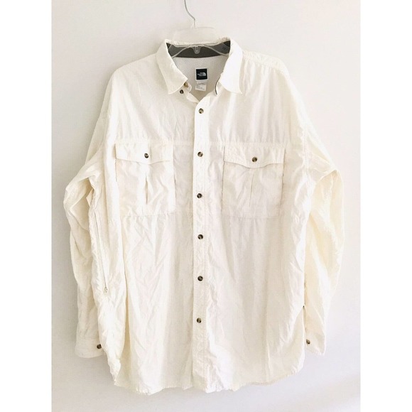 North Face | Lightweight Trail Jacket Top Button Down Mens XL Beige Long Sleeves - Picture 1 of 9